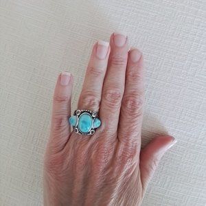 Genuine larimar sterling silver ring